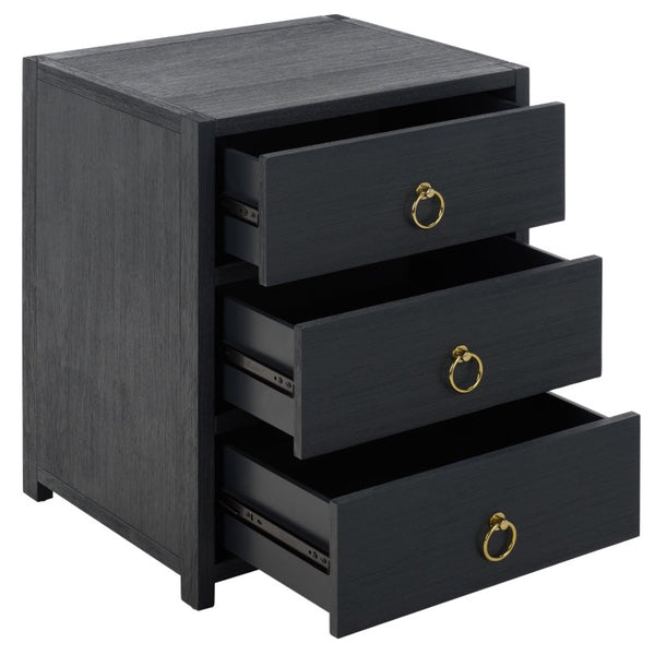 Safavieh Sadie Three Drawer Nightstand Bold Bedside Storage for Contemporary Bedroom Suites Navy NST9209A