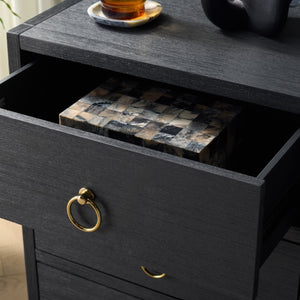 Safavieh Sadie Three Drawer Nightstand Bold Bedside Storage for Contemporary Bedroom Suites Navy NST9209A