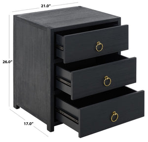 Safavieh Sadie Three Drawer Nightstand Bold Bedside Storage for Contemporary Bedroom Suites Navy NST9209A
