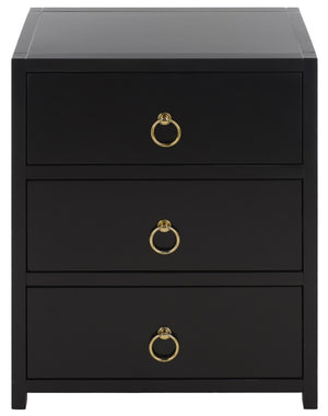 Safavieh Sadie Three Drawer Nightstand Bold Bedside Storage for Contemporary Bedroom Suites Black NST9209C