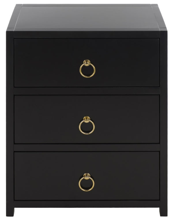 Safavieh Sadie Three Drawer Nightstand Bold Bedside Storage for Contemporary Bedroom Suites Black NST9209C