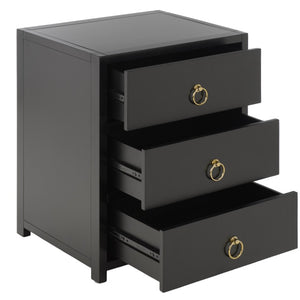 Safavieh Sadie Three Drawer Nightstand Bold Bedside Storage for Contemporary Bedroom Suites Black NST9209C