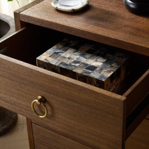 Safavieh Sadie Three Drawer Nightstand Bold Bedside Storage for Contemporary Bedroom Suites Chocolate NST9209D
