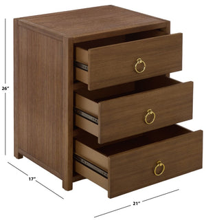 Safavieh Sadie Three Drawer Nightstand Bold Bedside Storage for Contemporary Bedroom Suites Chocolate NST9209D