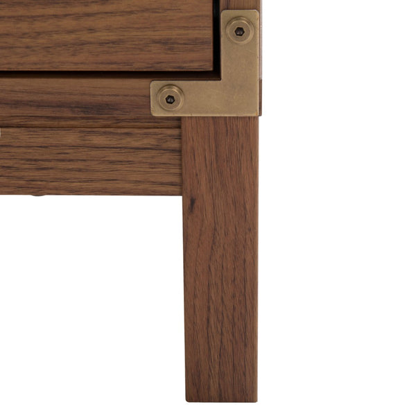 Safavieh Galio Vintage-Inspired Two-Drawer Nightstand With Elegant Gold Hardware And Warm Walnut Finish Walnut / Gold NST9600A