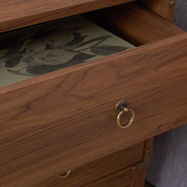 Safavieh Galio Vintage-Inspired Two-Drawer Nightstand With Elegant Gold Hardware And Warm Walnut Finish Walnut / Gold NST9600A