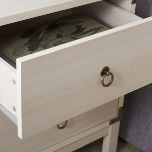 Safavieh Galio Vintage-Inspired Two-Drawer Nightstand With Elegant Gold Hardware And Warm Walnut Finish Bleached White / Gold NST9600C