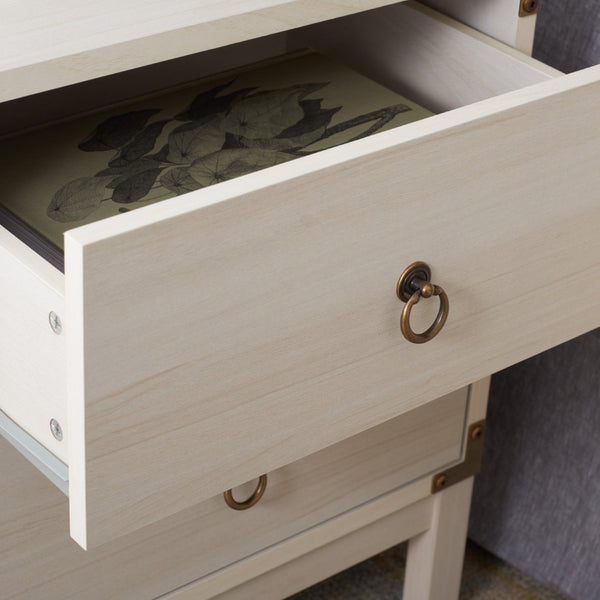 Safavieh Galio Vintage-Inspired Two-Drawer Nightstand With Elegant Gold Hardware And Warm Walnut Finish Bleached White / Gold NST9600C