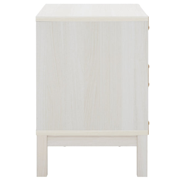Safavieh Galio Vintage-Inspired Two-Drawer Nightstand With Elegant Gold Hardware And Warm Walnut Finish Bleached White / Gold NST9600C