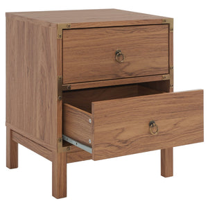 Safavieh Galio Vintage-Inspired Two-Drawer Nightstand With Elegant Gold Hardware And Warm Walnut Finish Oak / Gold NST9600D