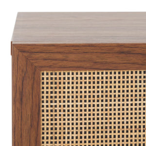 Safavieh Silvanna Nightstand XII23 Walnut / Natural Rattan Wood NST9601A