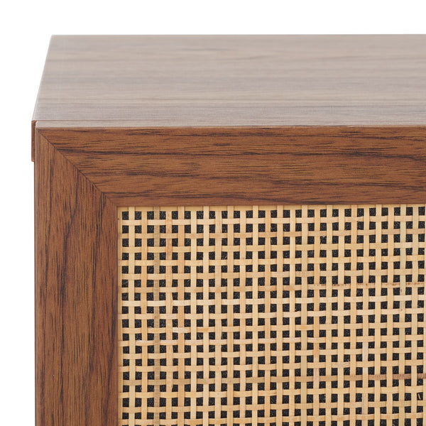 Safavieh Silvanna Nightstand XII23 Walnut / Natural Rattan Wood NST9601A