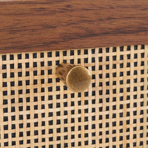 Safavieh Silvanna Nightstand XII23 Walnut / Natural Rattan Wood NST9601A