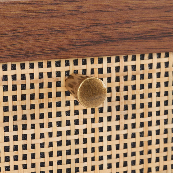 Safavieh Silvanna Nightstand XII23 Walnut / Natural Rattan Wood NST9601A