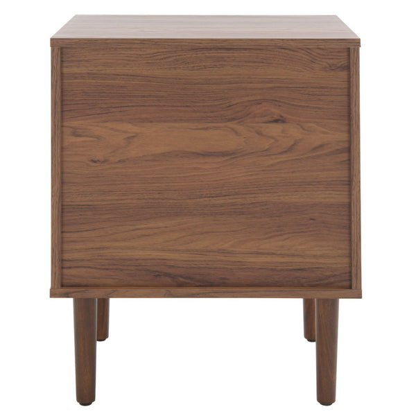 Safavieh Irelia 2 Drawer Nightstand With Rattan Texture - Stylish Storage Solution For Modern Bedrooms & Living Spaces Walnut NST9602A