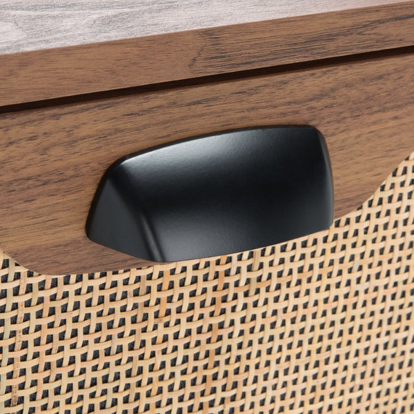 Safavieh Irelia 2 Drawer Nightstand With Rattan Texture - Stylish Storage Solution For Modern Bedrooms & Living Spaces Walnut NST9602A