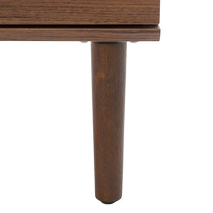 Safavieh Irelia 2 Drawer Nightstand With Rattan Texture - Stylish Storage Solution For Modern Bedrooms & Living Spaces Walnut NST9602A