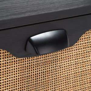 Safavieh Irelia 2 Drawer Nightstand With Rattan Texture - Stylish Storage Solution For Modern Bedrooms & Living Spaces Black NST9602B