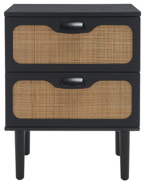 Safavieh Irelia 2 Drawer Nightstand With Rattan Texture - Stylish Storage Solution For Modern Bedrooms & Living Spaces Black NST9602B