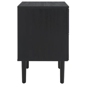 Safavieh Irelia 2 Drawer Nightstand With Rattan Texture - Stylish Storage Solution For Modern Bedrooms & Living Spaces Black NST9602B