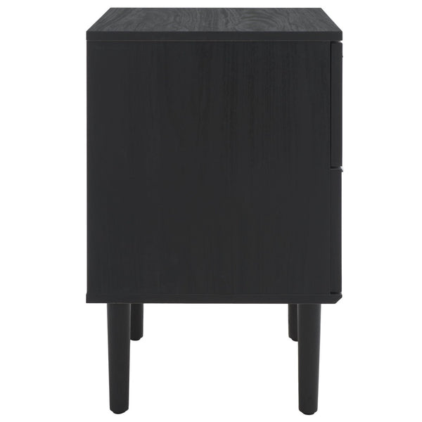 Safavieh Irelia 2 Drawer Nightstand With Rattan Texture - Stylish Storage Solution For Modern Bedrooms & Living Spaces Black NST9602B