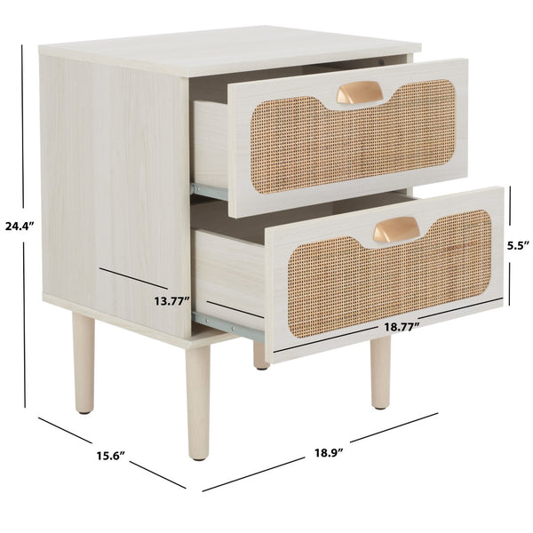 Safavieh Irelia 2 Drawer Nightstand XII23 White Pb, Mdf, Rubber Wood NST9602C