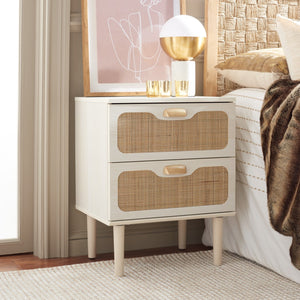 Safavieh Irelia 2 Drawer Nightstand XII23 White Pb, Mdf, Rubber Wood NST9602C