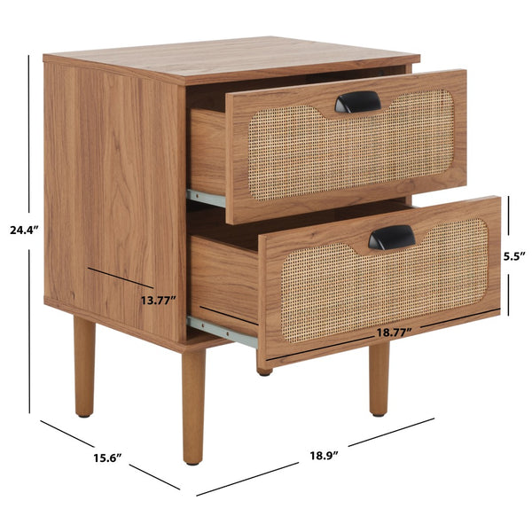 Safavieh Irelia 2 Drawer Nightstand XII23 Oak  Pb, Mdf, Rubber Wood NST9602D