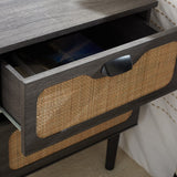 Safavieh Irelia 2 Drawer Nightstand XII23 Distressed Black Pb, Mdf, Rubber Wood NST9602E