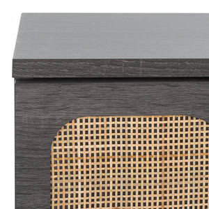 Safavieh Irelia 2 Drawer Nightstand XII23 Distressed Black Pb, Mdf, Rubber Wood NST9602E