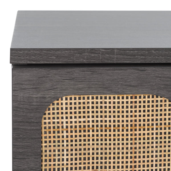 Safavieh Irelia 2 Drawer Nightstand XII23 Distressed Black Pb, Mdf, Rubber Wood NST9602E