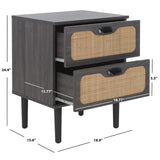 Safavieh Irelia 2 Drawer Nightstand XII23 Distressed Black Pb, Mdf, Rubber Wood NST9602E