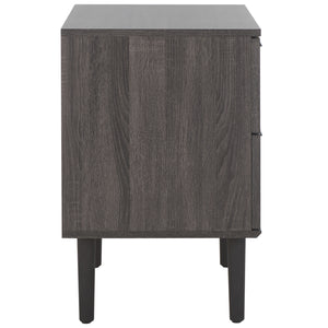 Safavieh Irelia 2 Drawer Nightstand XII23 Distressed Black Pb, Mdf, Rubber Wood NST9602E