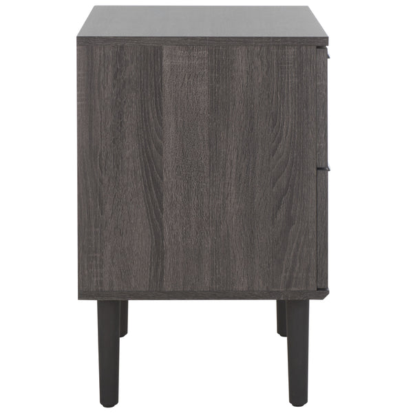 Safavieh Irelia 2 Drawer Nightstand XII23 Distressed Black Pb, Mdf, Rubber Wood NST9602E