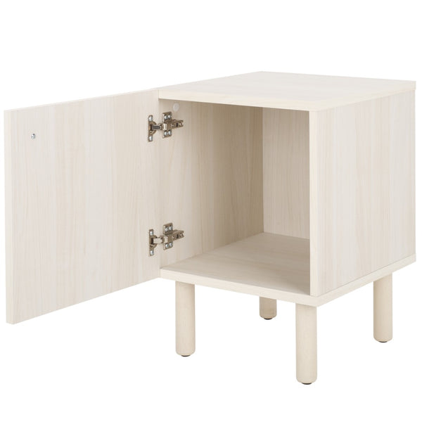Safavieh Ophelia 1 Door Night Stand White / Natural Wood NST9603C