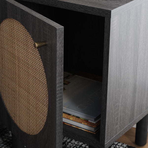 Safavieh Ophelia 1 Door Night Stand Distressed Black / Natural Wood NST9603E