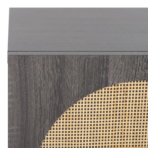 Safavieh Ophelia 1 Door Night Stand Distressed Black / Natural Wood NST9603E