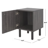 Safavieh Ophelia 1 Door Night Stand Distressed Black / Natural Wood NST9603E