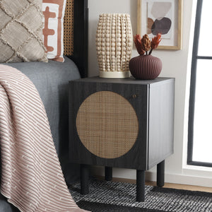 Safavieh Ophelia 1 Door Night Stand Distressed Black / Natural Wood NST9603E