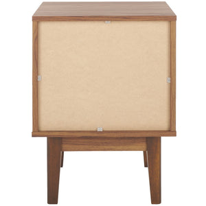 Safavieh Ceu 1 Drawer Night Stand Walnut / Gold Pb/ Mdf/ Solid Wood NST9604A