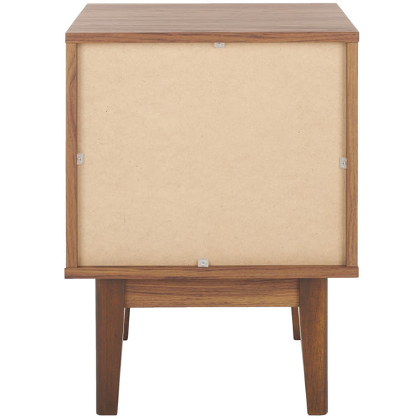 Safavieh Ceu 1 Drawer Night Stand Walnut / Gold Pb/ Mdf/ Solid Wood NST9604A