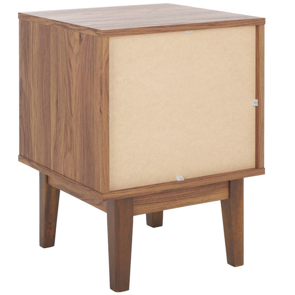 Safavieh Ceu 1 Drawer Night Stand Walnut / Gold Pb/ Mdf/ Solid Wood NST9604A