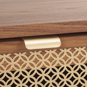 Safavieh Ceu 1 Drawer Night Stand Walnut / Gold Pb/ Mdf/ Solid Wood NST9604A