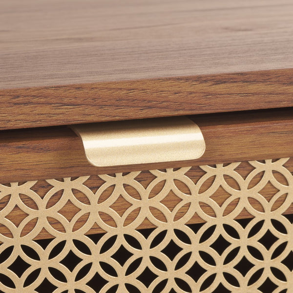 Safavieh Ceu 1 Drawer Night Stand Walnut / Gold Pb/ Mdf/ Solid Wood NST9604A