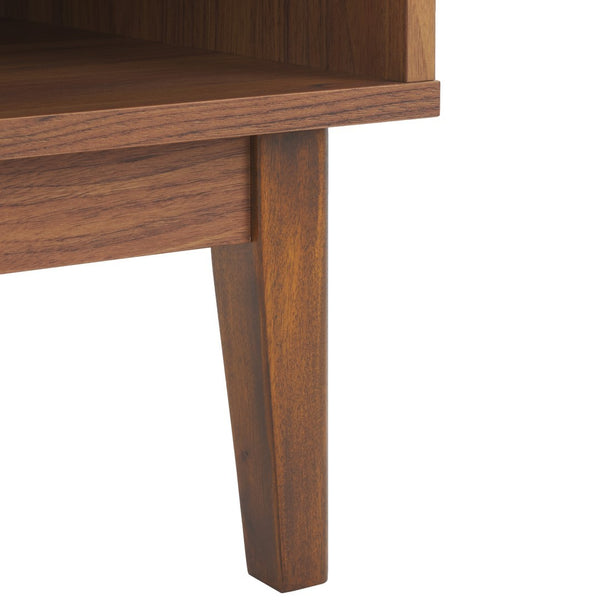 Safavieh Ceu 1 Drawer Night Stand Walnut / Gold Pb/ Mdf/ Solid Wood NST9604A