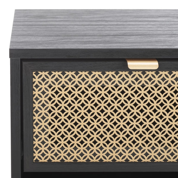 Safavieh Ceu 1 Drawer Night Stand Black/ Gold Pb/ Mdf/ Solid Wood NST9604B
