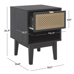 Safavieh Ceu 1 Drawer Night Stand Black/ Gold Pb/ Mdf/ Solid Wood NST9604B
