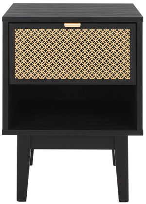 Safavieh Ceu 1 Drawer Night Stand Black/ Gold Pb/ Mdf/ Solid Wood NST9604B