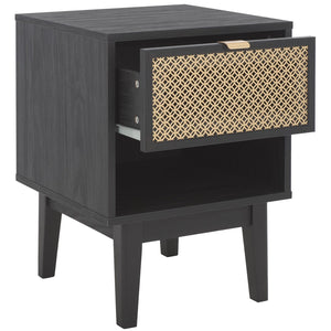 Safavieh Ceu 1 Drawer Night Stand Black/ Gold Pb/ Mdf/ Solid Wood NST9604B
