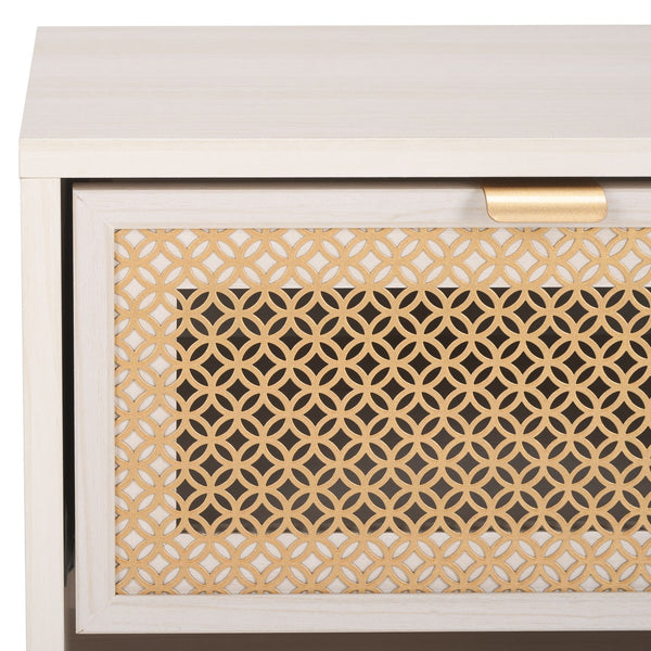 Safavieh Ceu 1 Drawer Night Stand White / Gold Pb/ Mdf/ Solid Wood NST9604C